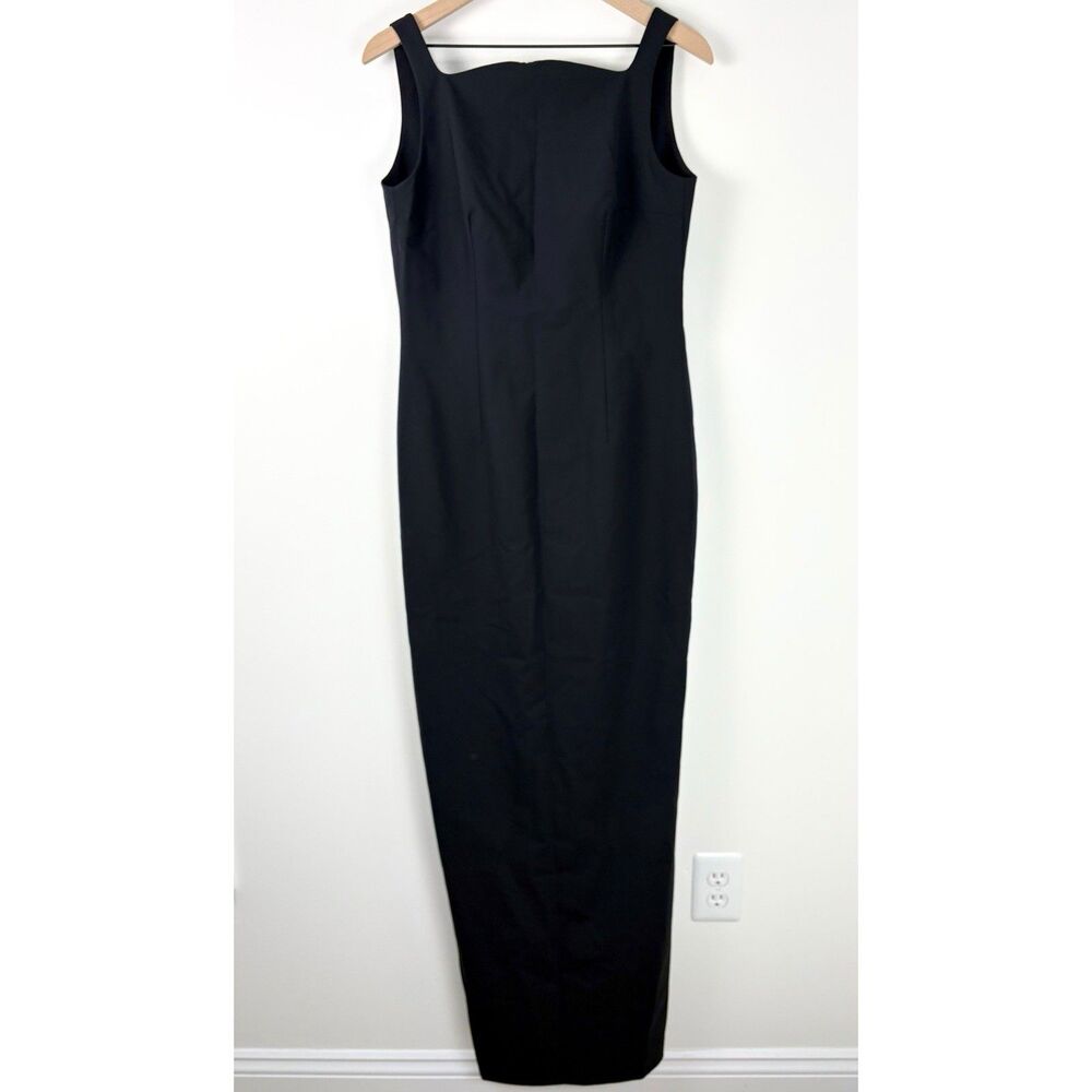 Emilia Wickstead Lipa Summer Wool Evening Gown (Sz 6) Black Column Formal Dress